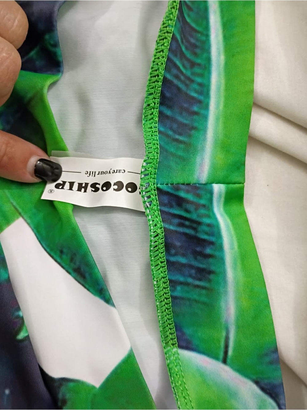 COCOSHIP Green Leaf Print High Waisted Bikini Set - Picture 4 of 5